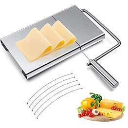 Cheese Slicer Wire Cheese Slicer for Cheese Butter Equipped with 5 Replaceable Cheese Slicer Wires Adjustable Thickness Heavy Duty Stainless Steel Cheese Slicers