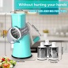 O-WareBaby Rotary Cheese Grater Kitchen Mandoline Vegetable Slicer with 3 Interchangeable Stainless Steel Blades for Fruits Nuts Potatos