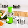 Rotary Cheese Grater Round Mandolin Drum Slicer Vegetable Shredder Cutter Nut Chopper with 3 Interchangeable Shape Stainless Steel Drums Green