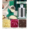 Rotary Cheese Grater Shredder Ourokhome Round Mandolin Slicer Vegetable Cutter with 3 Stainless Steel Drum Blades Food Grinder for Veggie Potato Carrot Nuts Garlic Radish etc. Emerald
