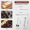 14 Pieces Cheese Butter Jam Spreader Knives Set Stainless Steel Cheese Slicer Butter Spreader Knives with Handles Mini Serving Tongs Spoons and Forks for Butter Jam Pastry Making Silver