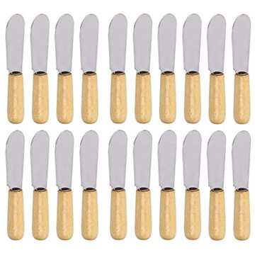 CLWXHS 20-Pack Butter Spreader Stainless Steel Sandwich Cream Cheese Knives Set Wood Handle 4-inch