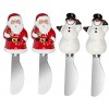 Minigift Christmas Stainless Steel Butter Spreader Ceramic 3D Santa Claus and Snowman Design Handle Gift for Children ,4-Piece