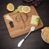 Monogram Natural Hardwood Fraxinus Mandshurica Foodsafe Cheese Board With Spreader Initial P