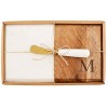 Mud Pie INITIAL MARBLE AND WOOD SET board 6 x 10 | spreader 6
