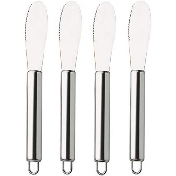 VANRA Wide Butter Spreader Knife Set 4-Piece Stainless Steel Cheese Knife Serrated Edge Sandwich Condiment Jam Bread Cream Knives 7.8-inch