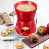 2 Pieces Fondue Mug Ceramic Melting Pot and 8 Pieces Forks for Chocolate Cheese Broth or Tapas On Christmas Housewarming Valentine's Day or Birthday Red and White
