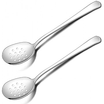 2 Pieces 8.3 Inches Stainless Steel Slotted Spoon Skimmer Slotted Spoon Kitchen Cooking Serving Spoon with 16 Holes Strainer Skimmer Cooking Utensils for Cooking Baking