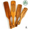 4 Piece Spurtle Set as Seen on TV Large Teak Wood Spurtles Eco-Friendly Kitchen Tools for All Cooking Needs Natural Non-stick Heat-Resistant Teak Wood Spatulas