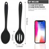 4 Pieces Silicone Nonstick Mixing and Slotted Spoons Set Large Silicone Serving Slotted Spoon Nonstick Heat Resistant Spoons for Kitchen Baking Stirring Draining Tools Black