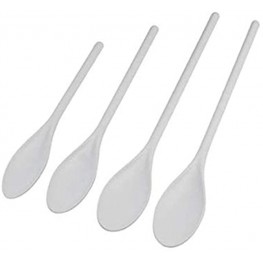 4 White Mixing Spoons. Plastic Cooking Spoons Baking Brewing Spoon Grill. Mixing Spoon Dishwasher Safe.White Plastic Stirring Spoon.