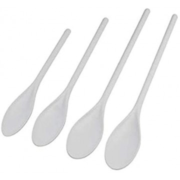 4 White Mixing Spoons. Plastic Cooking Spoons Baking Brewing Spoon Grill. Mixing Spoon Dishwasher Safe.White Plastic Stirring Spoon.