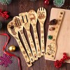 6 Pieces Christmas Wooden Spoons Set Burned Cooking Utensil Spoon Kitchen Spoon Decoration for Christmas Party House Kitchen Supplies