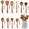 AerWo Wooden Spoons for Cooking 11 Pcs Nonstick Wood Kitchen Utensils Set with Utensil Holder Natural Teak Wooden Utensils for Cooking with Spatula Fork and Ladle