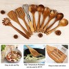 AerWo Wooden Spoons for Cooking 11 Pcs Nonstick Wood Kitchen Utensils Set with Utensil Holder Natural Teak Wooden Utensils for Cooking with Spatula Fork and Ladle