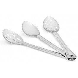 Artisan 3-Piece 13-Inch Stainless Steel Serving Spoon Set with Slotted Spoon Serving Spoon and Perforated Spoon