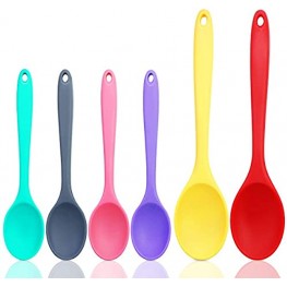 BILLIOTEAM 6 PCS Multicolored Silicone Mixing Spoons,Silicone Nonstick Kitchen Cooking Baking Serving Spoons Utensil for Kitchen Cooking Mixing Baking Serving and Stirring2 Large and 4 Small