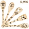Eartim 5Pcs Bee Wooden Spoons Spatula Set Bee Themed Cooking Utensils Non-Stick Carve Spoons Burned Bamboo Cookware Kitchen Gadget Kit Housewarming Gift Chef Present Funny Kitchen Decor