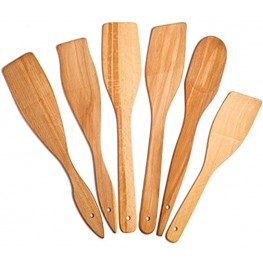 ECOSALL 6 Wooden Spoons for Cooking – European 100% Natural Healthy Nonstick Wooden Spatula and Spoons Premium Solid Wood Cooking Utensils Set Strong Durable Eco Hardwood Beechwood Spoons Set