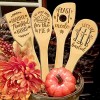 Friendsgiving Wooden Spoons Rustic Bamboo Utensils Funny Laser Engraved Cooking Spatula Friends Favor Cutlery Ideal Gift for Birthday Thanksgiving Bridal Shower Housewarming Anniversary