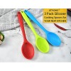 JETKONG 10.8 Inch Kitchen Cooking Spoons Silicone Mixing Spoons Non-Stick Serving Spoon Set of 3 Red Blue Green