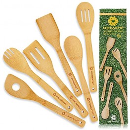 Kitchen Utensil Set Wooden Spoons 6 pcs Bamboo Wooden Spoons & Spatula Cooking Utensils