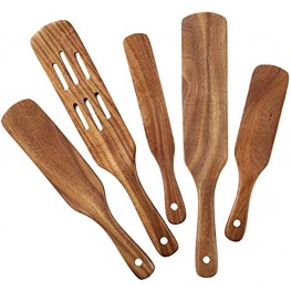 MESSON Spurtle Set 5 Pcs Premium Wood Spurtles Kitchen Tools Wooden Spatula Spoons Utensils Set for Nonstick Cookware Instant Pot Cooking Baking