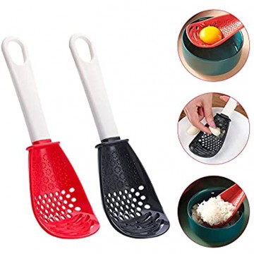 Multifunctional Cooking Spoon,Kitchen Spoons for Cooking,Cooking Gadgets for Skimmer Scoop Colander Strainer Grater Masher,Egg Separator,Draining Mashing Grating Red and Black