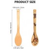 Okdeals 5pcs Wooden Spoon Utensils Set Natural Bamboo Spoons with 3D Burned Embossing Engraved Pattern Cooking Wooden Spoons Spatulas Halloween Home Kitchen Cookware Gifts