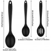 Ruisita 6 Pieces Silicone Nonstick Mixing and Slotted Spoons Set Including 6 Pieces Transparent Hook Nonstick Heat Resistant Spoons for Stirring Mixing and Serving