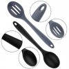 Ruisita 6 Pieces Silicone Nonstick Mixing and Slotted Spoons Set Including 6 Pieces Transparent Hook Nonstick Heat Resistant Spoons for Stirring Mixing and Serving