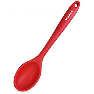 Silicone Mixing Spoon 480F Heat-Resistant Rubber Non-Stick Kitchen Utensil for Mixing Serving Cooking and BPA Free and FDA Grade Pro-Grade Silicone Red