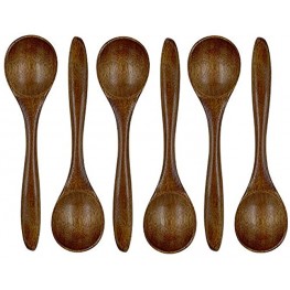Small Wooden Spoons for Eating EUUPS 6 PCS 5.5 Inch Bamboo Wood Spoons Soup Spoons for Sugar Scrubs Condiments Coffee Honey Natural Mixing Serving Spoons Teaspoon