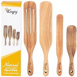 Spurtles kitchen tools As Seen On TV Kingry spurtle set of 4 Wooden spurtle set utensils 100% healthy hard made with natural Acacia wood -Heat Resistant For Stirring Mixing Serving. Great gift