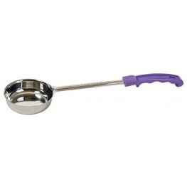 Winco FPS-4P 4-Ounce Solid Allergen-Free Stainless Steel Food Portioner With Purple Handle Serving Spoon Portion Control Ladle