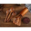 Wooden Kitchen Cooking Utensils,NAYAHOSE 7 PCS Teak Wooden Spoons and Spatula for Cooking Sleek Sold and Non-stick Cookware for Home Use and Kitchen Décor 7