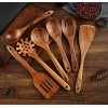 Wooden Kitchen Cooking Utensils,NAYAHOSE 7 PCS Teak Wooden Spoons and Spatula for Cooking Sleek Sold and Non-stick Cookware for Home Use and Kitchen Décor 7