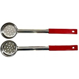 2 Ounce Slotted Stainless Steel Portion Control Ladle Spoon For Measuring and Serving; Commercial Grade Serving Scoop [Pack of 2]