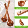2 Pieces Wooden Ladle Soup Spoon Long Handle Ladle Cookware for Cooking Kitchen Home Restaurant