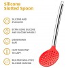 HoShip Silicone Skimmer Slotted Spoon Stainless Steel Handle Design Restaurant Kitchen Cooking Utensil