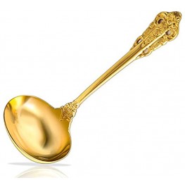 Ladle Soup Ladle with Exquisite Gift Box Upscale 1 oz Antique Soup Ladle Mirror finished Stainless Steel Gravy Ladle for Stirring Soup and Collectibles Golden