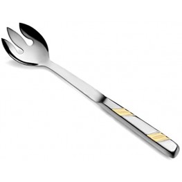 New Star Foodservice 52442 Hollow Handle Notched Serving Spoon 12" Gold