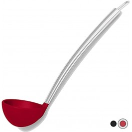 Red 4 Ounce Soup Ladle Silicone & Stainless Steel with CoolGrip Handle & Flexedge Silicone