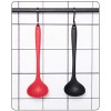 Silicone Ladle Set of 2 Seamless Soup Spoon，Nonstick Heat Resistant Long Handle Unbreakable Big Round Scoop for Home Kitchen Cooking and Stews,Red and Black