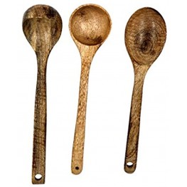 Soup Ladle Set of 3 – 12 Inch Wooden Spoons for Cooking – Multipurpose Kitchen Utensil Set with Ladles – Durable Mango with Vintage Burnt Wood Effect – Ideal for Serving Cooking