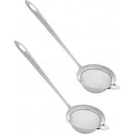 Metal Mesh Skimmer with Handle Pack of 2 Stainless Handle Cooking Skimmer Strainer Kitchen Ladle Skimming Spoon