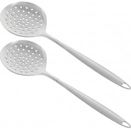 Metal Skimmer for Kitchen Pack of 2 Stainless Steel Slotted Spoon with Handle