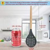 Newness Silicone Slotted Spoon Skimmer Spoon Skimmer Strainer Spoon with Round Wood Handle Heat Resistant & Non-Slip Cooking Utensils for Kitchen Cooking Utensils 12.6 Inches