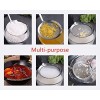 RMJV Stainless Steel Fine Mesh Skimmer Small Ladle Style Heat Resistant Handle Spoon Strainer for Removing Grease Fat and Foam with Convenient Hanging Hook Design