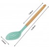 Silicone Slotted Spoon spider strainer，Wood Handle Heat Resistant strainer skimmer silicone Non-Stick spoon for cooking，kitchen frying food